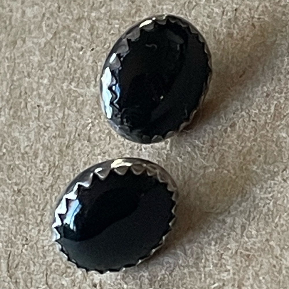 Sterling silver and onyx stud earrings